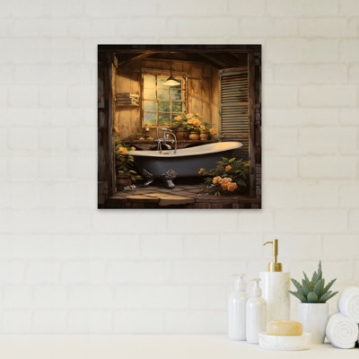 Retrait de salle de bain brun et rustique