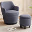Chaise pivotante moderne à 360 ° avec accents bleus douillets, tissu doux, pour une utilisation quotidienne-1902074068