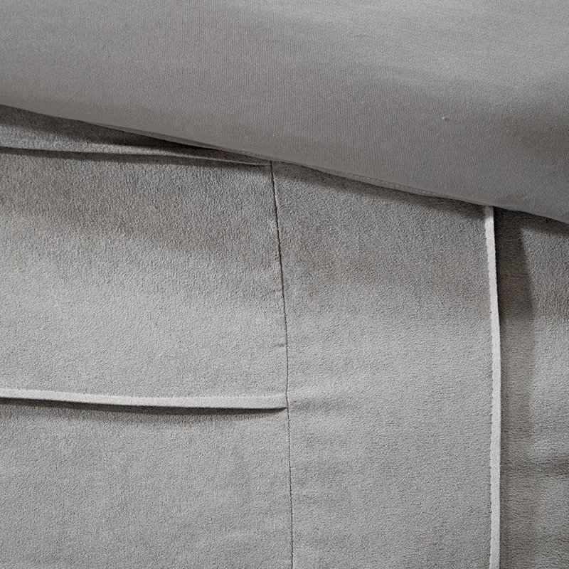 Édredon double gris - 7 pièces en faux suède, tissu de qualité, suède décontracté gris, doux et respirant, Grey