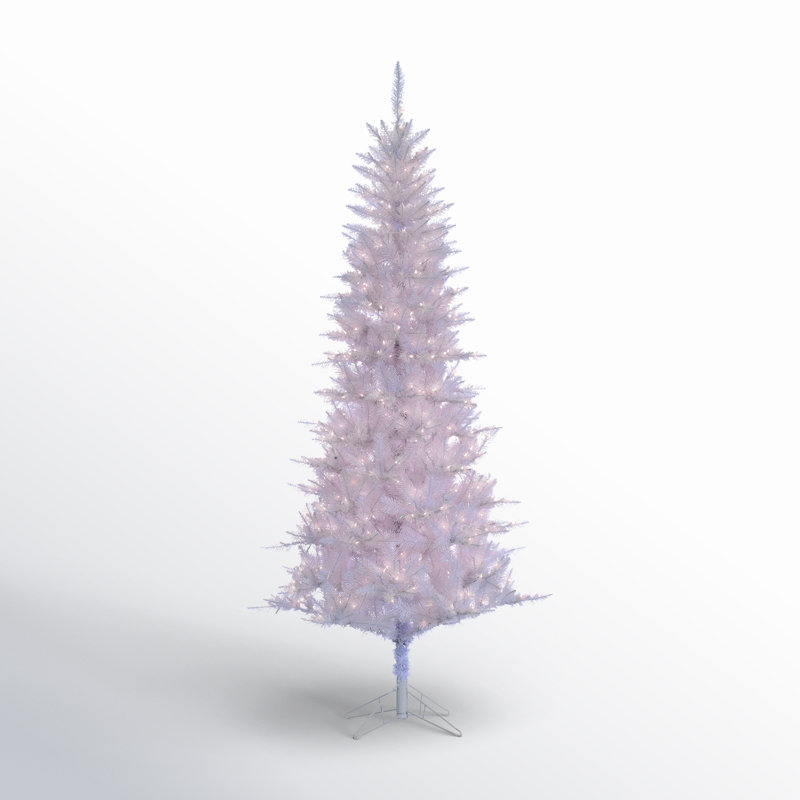 Tinsel 7.5' Lighted Artificial Christmas Tree, White/Clear