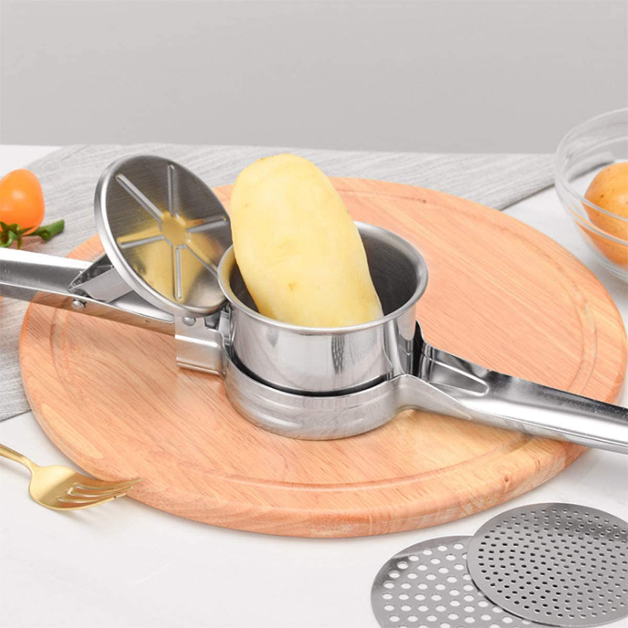 ESHOO Potato Ricer, Large Stainless Steel Potato Masher With 3 ...