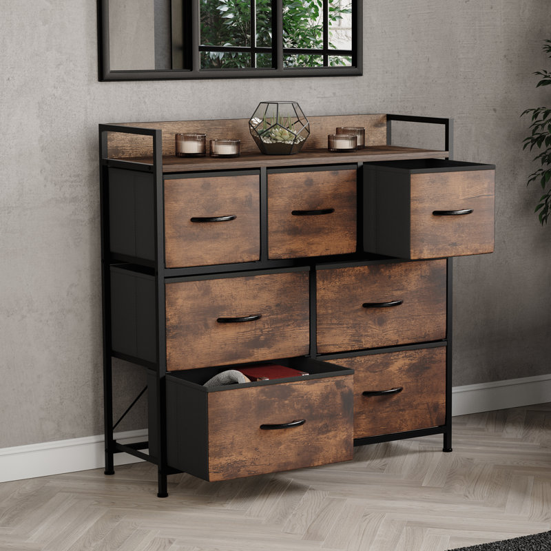 Chorley 7 Drawer Fabric Drawer Chest, Rustic Brown, UKFR Certified