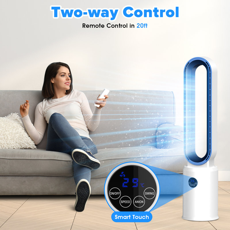 Advwin 38In Bladeless Tower Fan,  Bladeless Fan with Remote, Air Circulator Cooling Fan for Indoor Use, 24 Speeds Settings, 12 Timer, Quiet Oscillating Fan for Home Bedroom