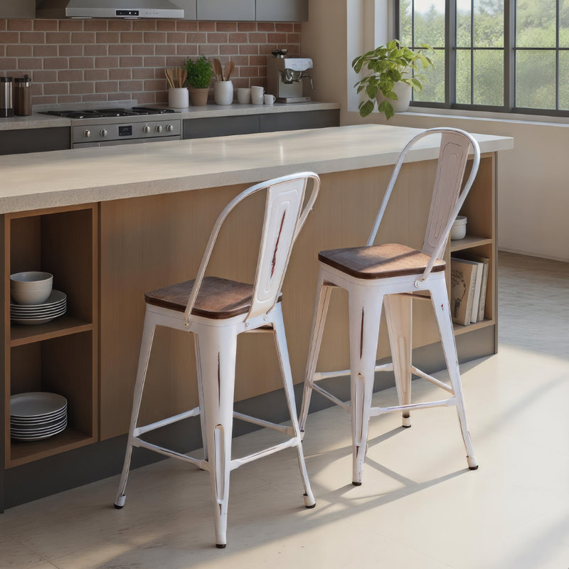 Tabouret de bar 24 po Christie, Blanc cassé et espresso