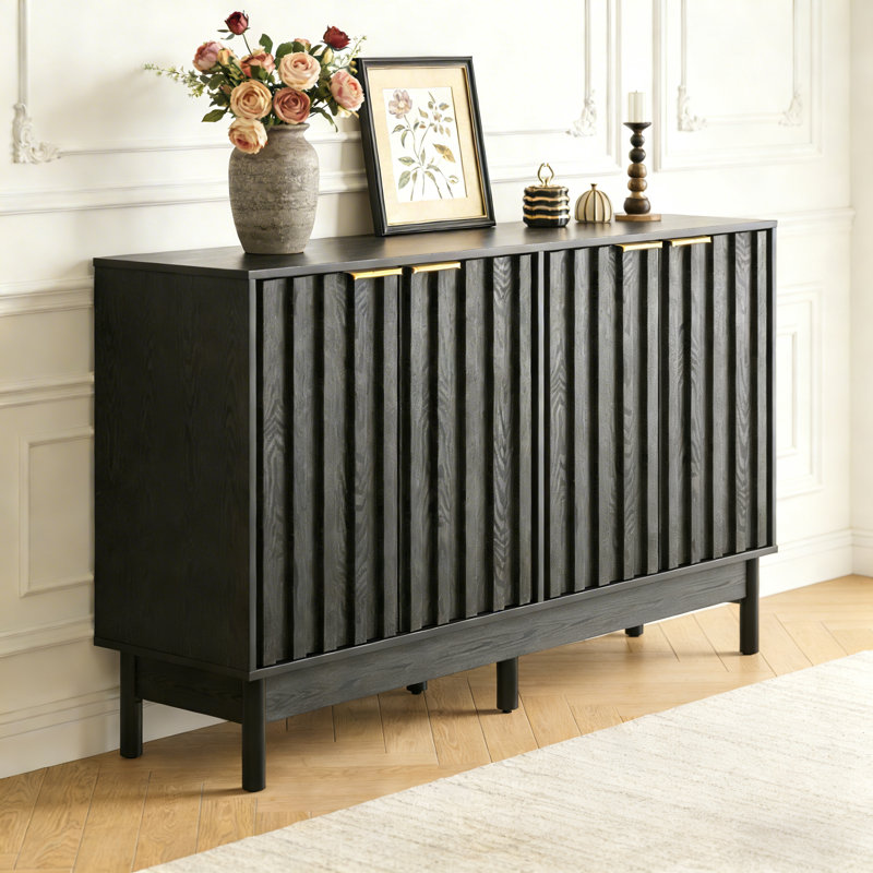 Buffet avec portes et tablettes réglables, Noir