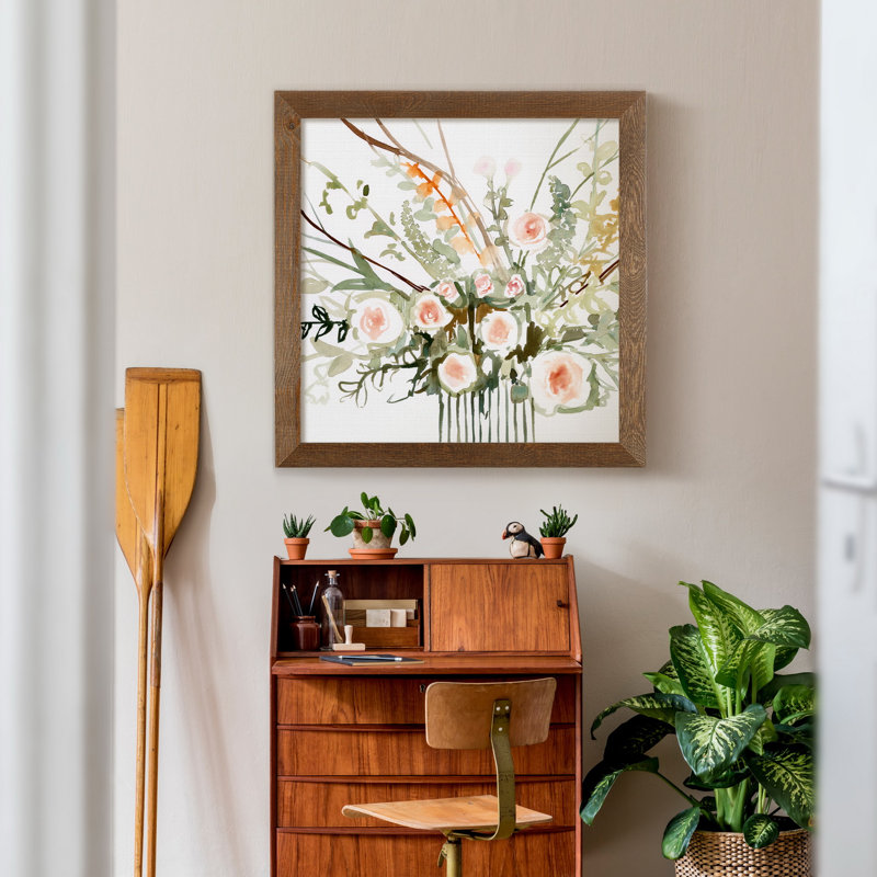 Fleurs de foraged II-imprimé, H 27,5 po x l 27,5 po x P 1,5 po, Toile avec cadre érable
