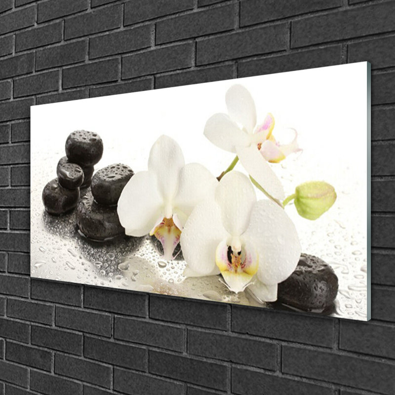 Flower Stones 1 Piece Wall Art on Glass