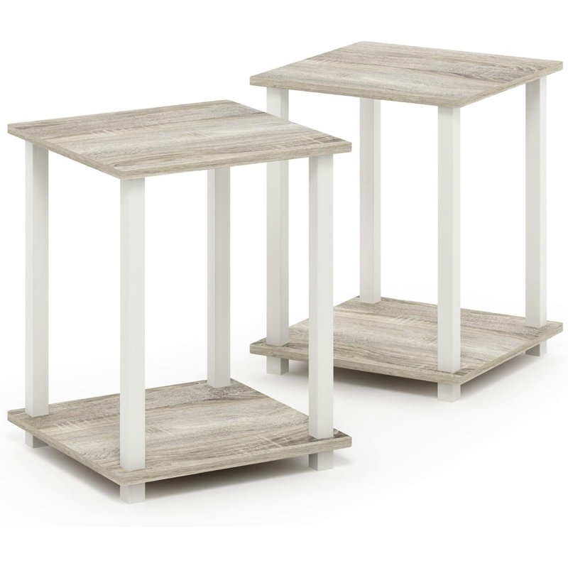 SIMPLISTIC 2-Tier Side Table Set Of 2 In Sonoma Oak