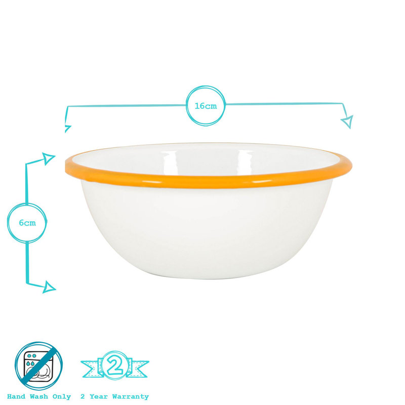 Argon Tableware - White Enamel Bowls - 16cm - 4 Colours
