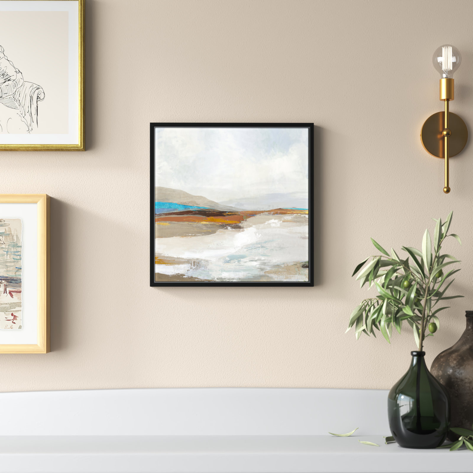 Soft Sea I by Allison Pearce - Floater Frame Print on Canvas, Black Framed, 13.5" H x 13.5" W