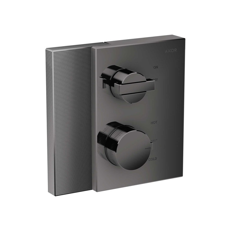 AXOR Edge Diamond Cut Thermostatic Trim with Volume Control Valve Trim Only, Polished Black Chrome
