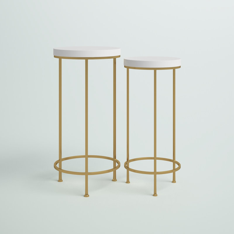 Scheidt Nesting Tables, White, Gold