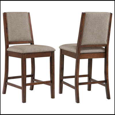 Ensemble de chaises de comptoir rembourrées Allen Mango Oak, durables et confortables pour les cuisines modernes et les salles à manger (ensemble de 2).