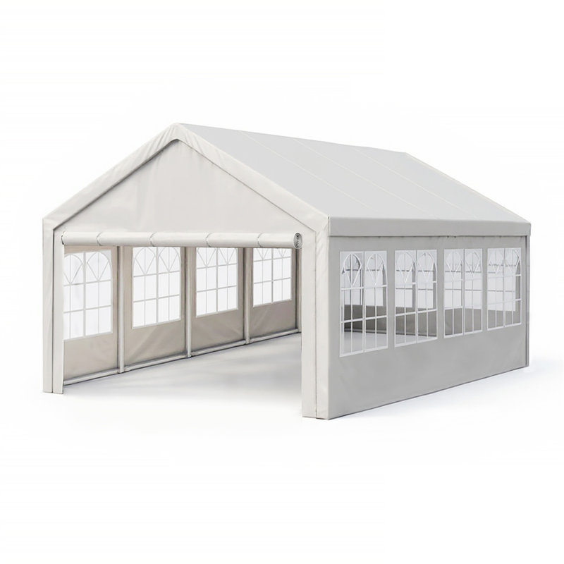13'X26' Carport Car Canopy Party Tent Outdoor Gazebo With Removable Sidewalls, Outdoor Gazebo With 2 Ground Tubes, Commercial Tents For Parties Wedding BBQ