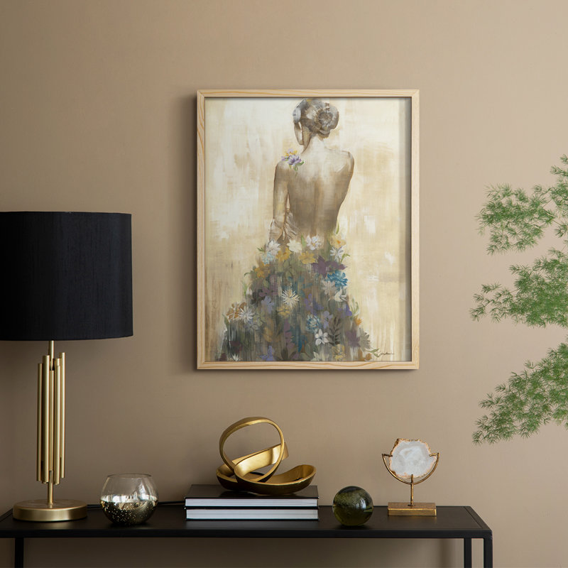 Reproduction encadrée de robe de jardin - bois massif, H 21 po x l 17 po