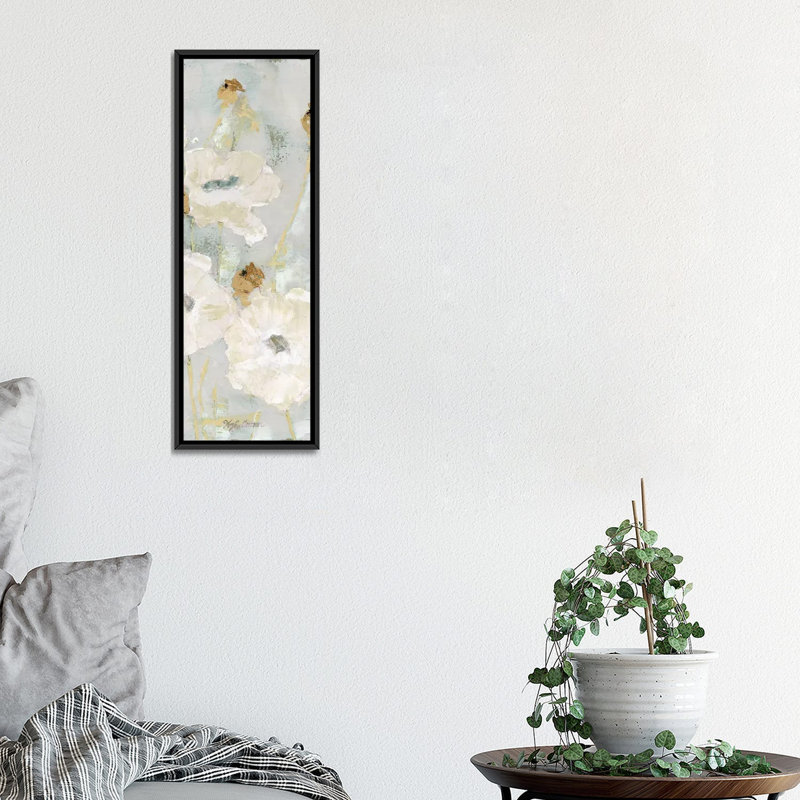 «Poppies in the Wind Panel II», reproduction sur toile, H 36 po x l 12 po x P 1,5 po, Toile avec cadre noir