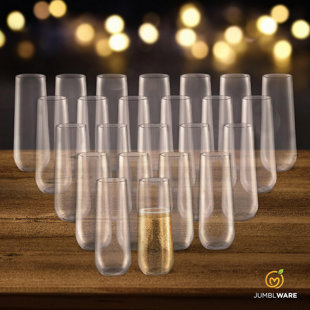 Jumblware 24 Stemless Disposable Plastic Champagne Flutes