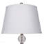 Lampe de table en métal de 28,5 po de hauteur avec finition en nickel satiné et orbe, abat-jour en lin