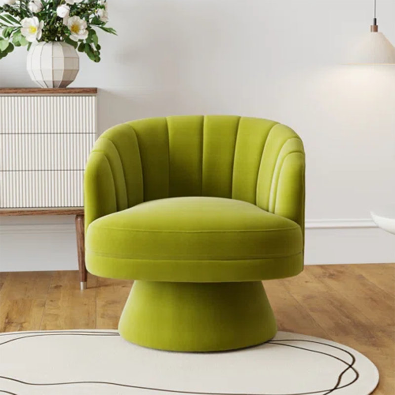 Murrow Velvet Swivel Barrel Chair, Green