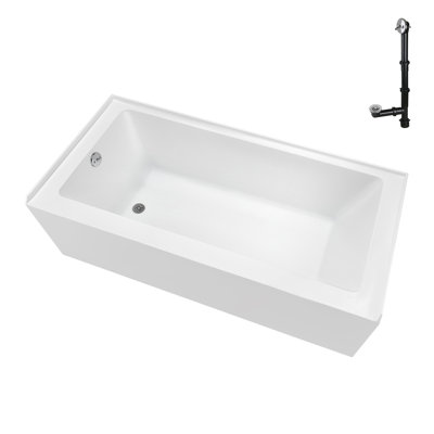 Streamline 60 in. x 32 in. Acrylic Left-Hand Drain Alcove Bathtub in Glossy White With External Drain