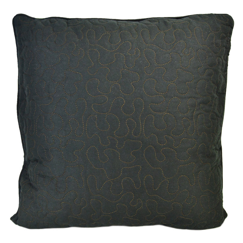 Medium Gray Quilted Plaid Rustic Throw Pillow