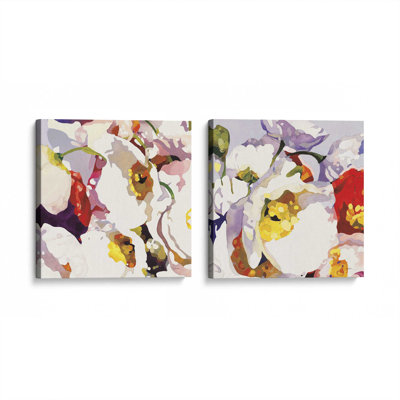 Vivid Floral Expressions Set of 2 Canvas Prints in a Gold Frame, 32" x 32"