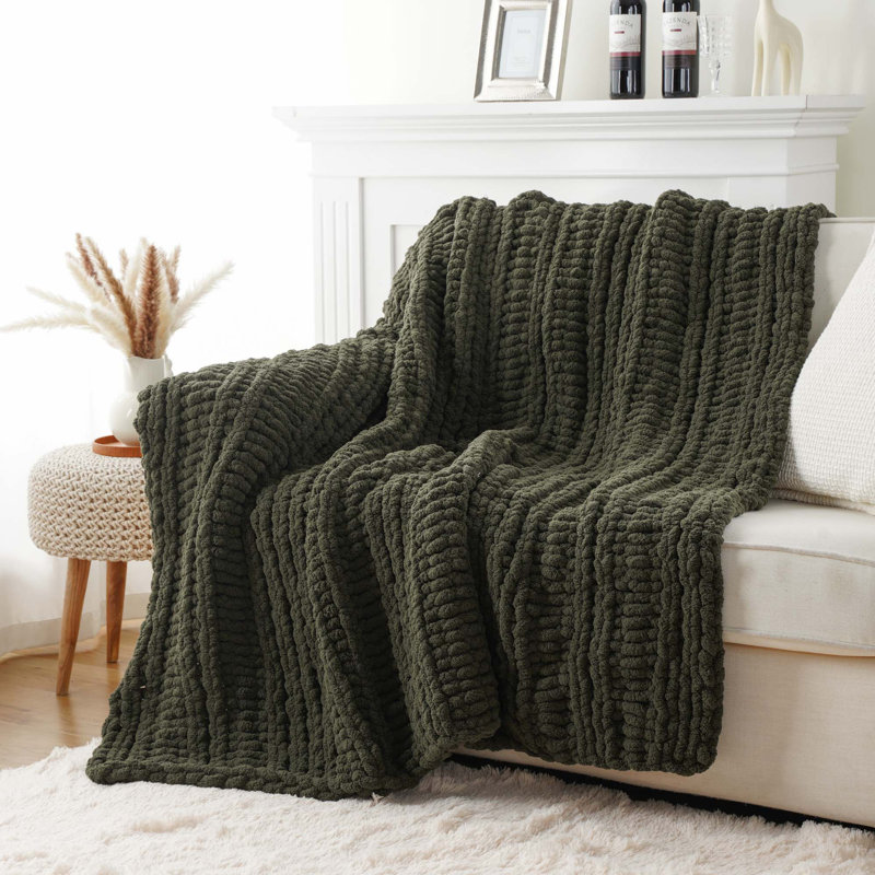 Large jeté en corde de 50 po x 60 po, Vert olive