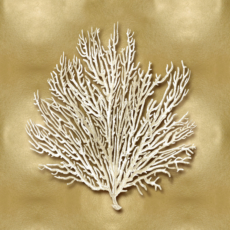 Sea Fan On Gold I - impression sur toile tendue, H 20 po x l 20 po