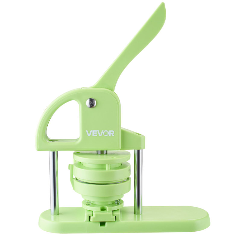 Button Maker Machine, 2-in-1, Plastic Pin Maker with 200 pcs Button Parts, Circle Cutter and Magic Book, Reinforced Ergonomic Handle, for DIY Badges, Personalized Pins, Green