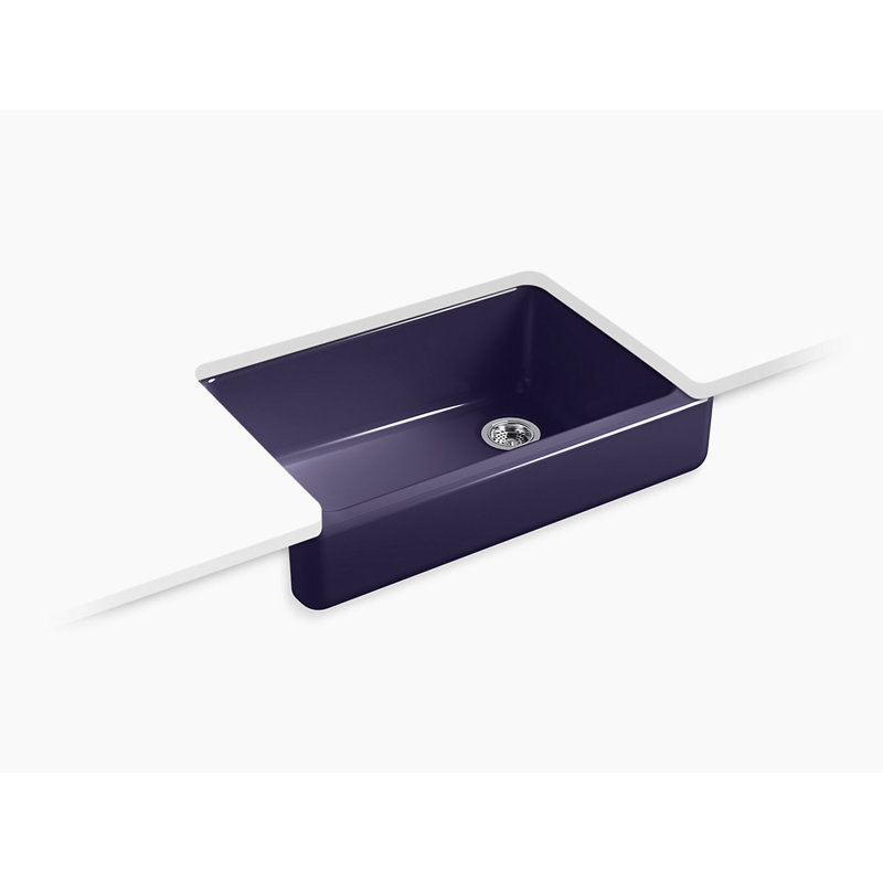 Whitehaven Self-Trimming 32-1/2" L x 21-9/16" W x 9-5/8" Under-Mount Single-Bowl Sink with Short Apron, Indigo Blue
