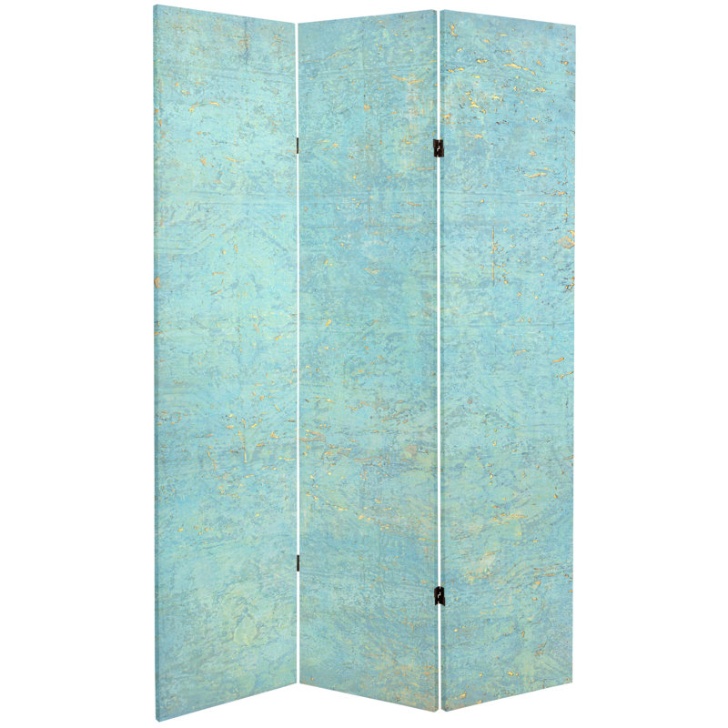 Wiens Turquoise Art Canvas Folding Screen, 6 ft