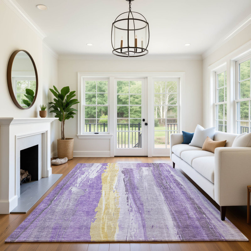 Premium Machine Washable Mayfield AMF1845 Abstract Rug, Rectangle 3' x 5'