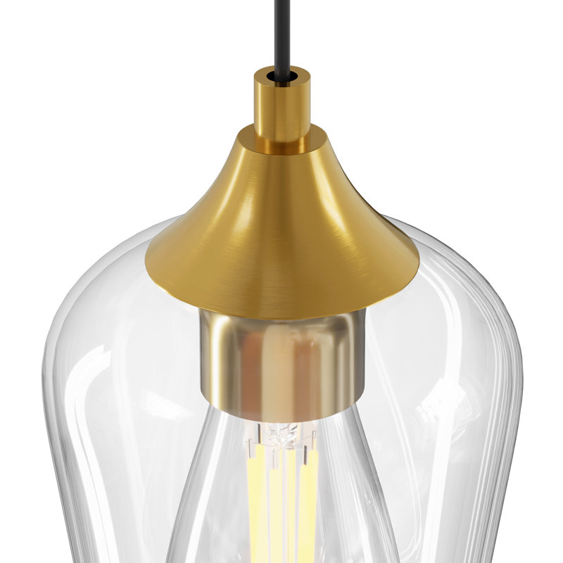 Pendant Light Fixture with Adjustable Height, Brushed Gold, 1
