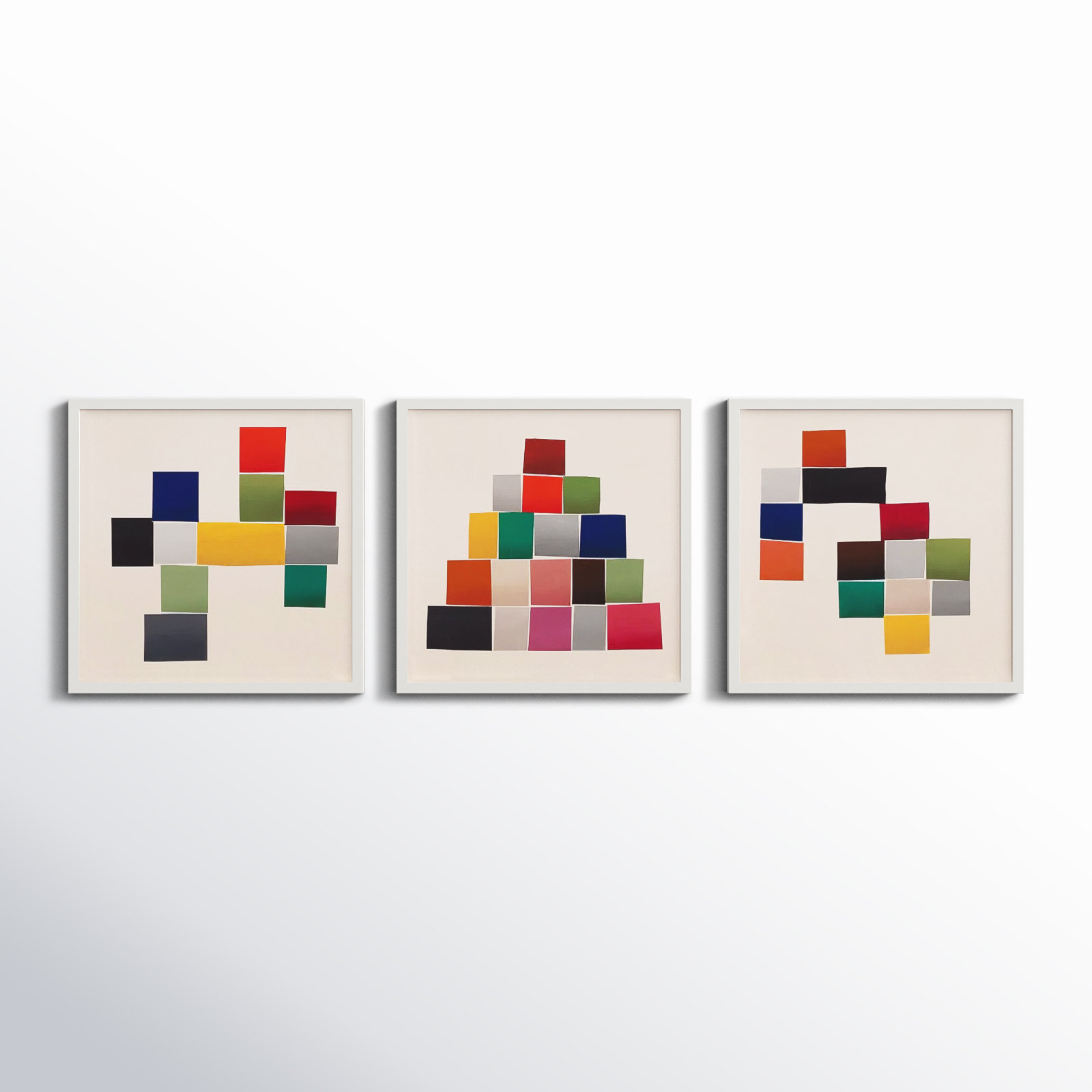 Jewels. Set Of 3 by Lee Lessem, 16" H x 16" W x 1.25" D, White Framed