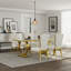 Ensemble de table de salle à manger luxueux et doré avec chaises en velours-2092906446-2092906447
