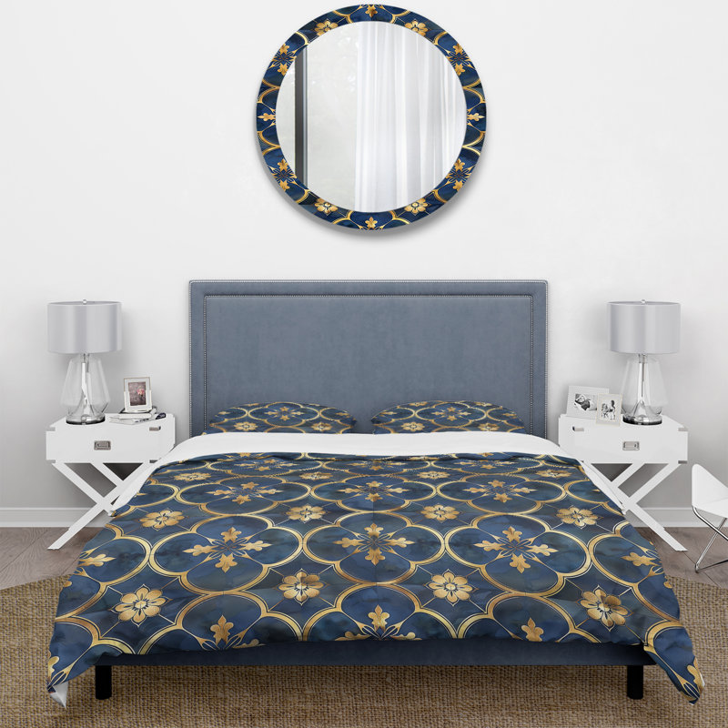 Blue Gold Traditional Mosaic Beauty - Ensemble de housse de couette Traditional