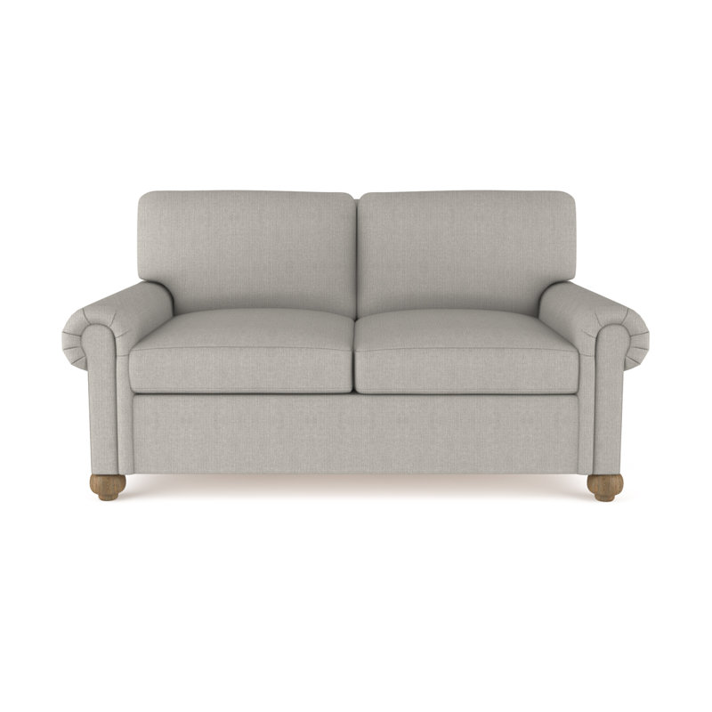 Causeuse Leroy, Patiné, Velours écrasé rayé argent, H 36 po x l 72 po x P 43 po