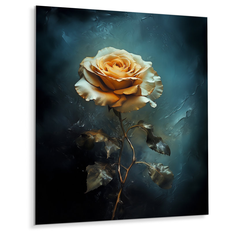 Jaune jaune rétro - art mural rose, Métal métal, H 40 po x l 30 po x P 1,5 po