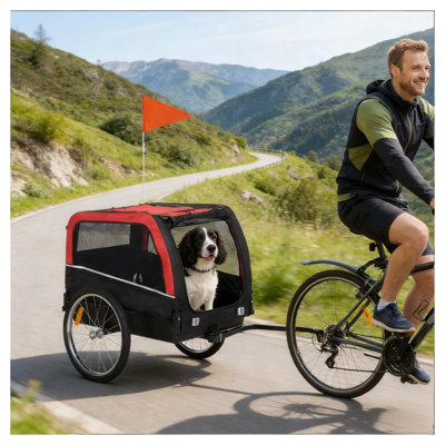 Black and Red Dog Bike Trailer with Removable HDPE Base and Steel Frame