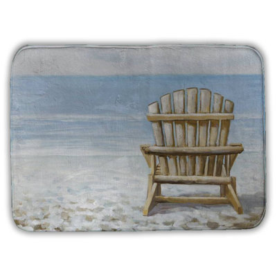 Wood beach chair Bath Mat with Non-Slip Backing - Quick Dry Memory Foam Bathroom Rug - Absorbent - Modern Plush Spa-Style - Machine Washable