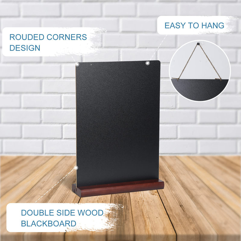 11.8X16.1 Inch Tabletop Chalkboard With Wood Base, Menu Chalkboard Stand, Message Board, Bar And Special Event Decorations, Hanging Double-Sided Chalkboards Sign For DIY Home Decoration-Walnut