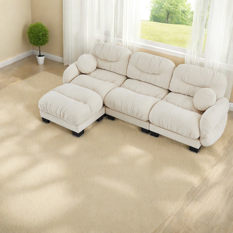 Compression Cozy Chenille Sectionals, Modern Pleated L Shape For Home