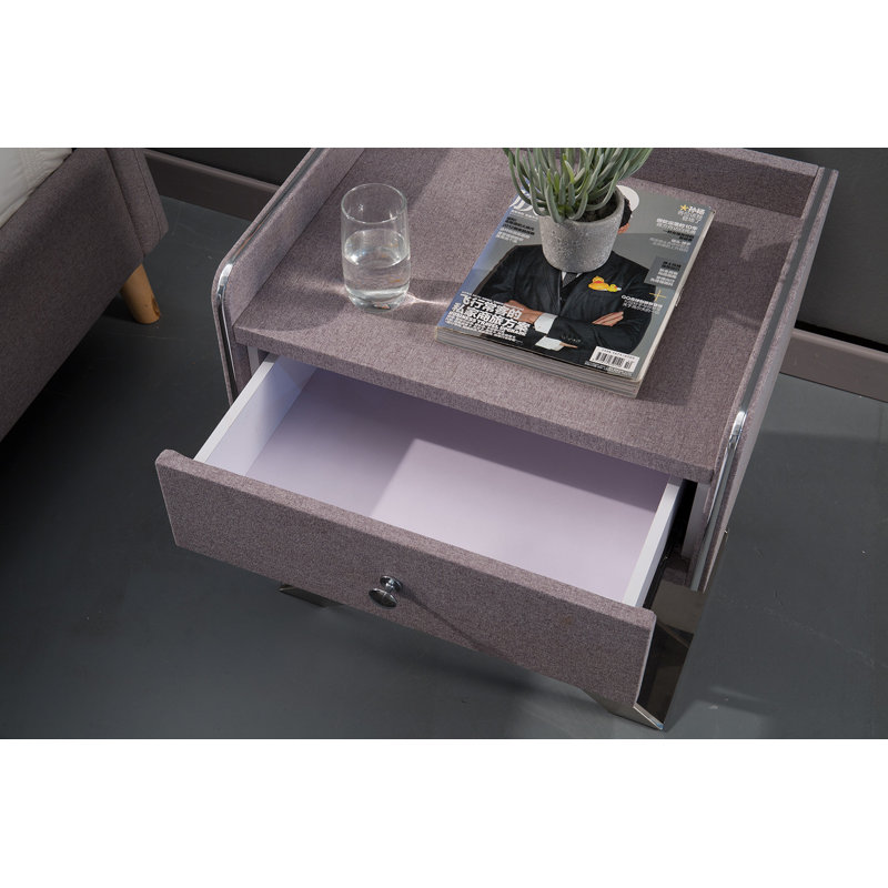 Table de chevet 1 tiroir Kylieann en gris clair