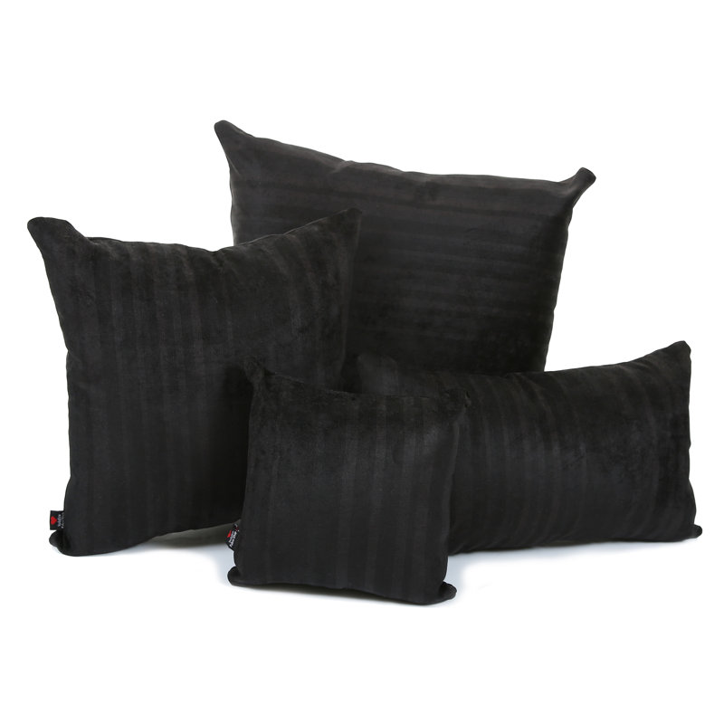 Alonzo Striped Square Throw Cushion, 55 x 55cm, Black