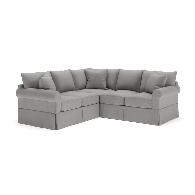 Amari Slipcovered L-Sectional, Right Hand Facing, Bayou Light Gray Canvas