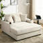 Chaise longue surdimensionnée de 55 po avec housses lavables amovibles, station de charge et porte-gobelets pour se détendre dans le tissu chenille crème du salon, détente confortable