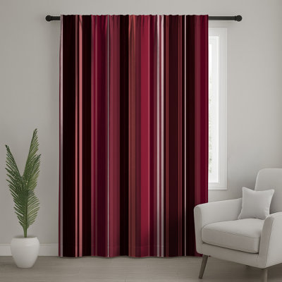 Red Stripes Window Curtains, Pattern Sheer & Blockout Curtains - 1 Panel