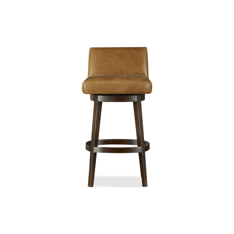 Upholstered Stool with Solid Wood Frame, Pumice