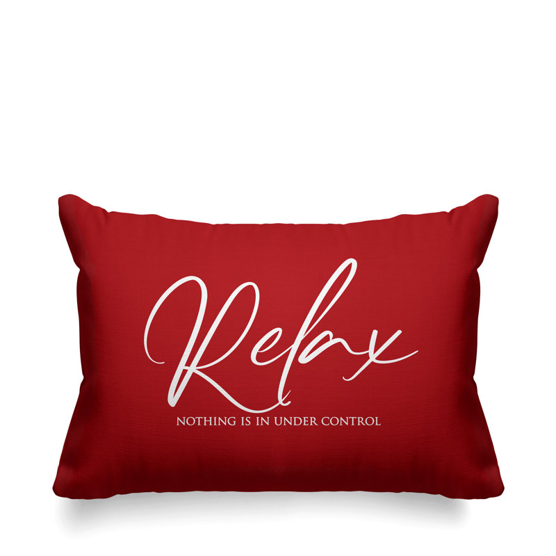 Housse et insert de coussin rectangulaire Aspire Relax Rien n'est sous contrôle, Rouge