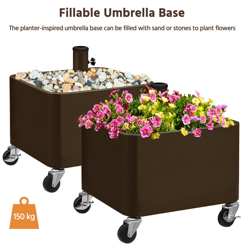 Heavy-Duty 150kg Weight Capacity Portable Umbrella Base with Wheels 
